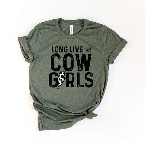 Simply Sage Market Women's Long Live Cowgirls Lightning Bolt Short Sleeve Graphic Tee - 1 of 2