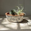 Blue Floral Suzani Oval Planter Pot Terracotta by Foreside Home & Garden - 3 of 4