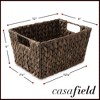 Casafield Set of 4 Water Hyacinth Storage Baskets with Handles, 12" x 9" x 6" Rectangular Storage Bins for Shelves, Blankets, Laundry Organization - 4 of 4