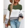 Womens Pullover Sweaters Chunky Crew Neck Sweater Knit Long Sleeve Color Block Sweater Cable Knit Sweater Womens Fall Outfits - 3 of 4