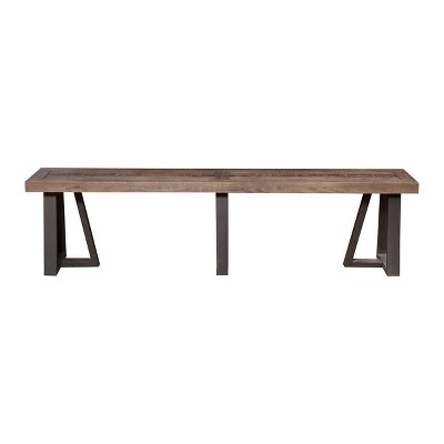 Alpine Prairie 75'' Reclaimed Natural and Black Pine Dining Bench