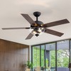 Airsurfer 52" Matte Black Ceiling Fan with 5 Reversible Dual-Color Wood Blades, Quiet DC Motor, and Remote Control for Indoor Use - 4 of 4