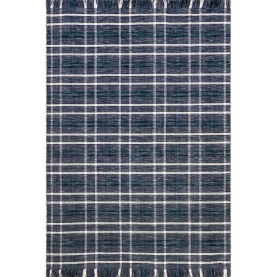 Nuloom Loretta Plaid 2x3 Wool Accent Indoor Area Rug for Living Room Bedroom Dining Room Entryway Kitchen, Blue/White