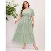 Women's Plus Size V-Neck Maxi Dress: Flowy Boho Elegance for Vacations & Garden Soirees Dress - 3 of 4