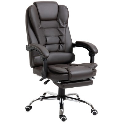 HOMCOM High Back Ergonomic Executive Office Chair PU Leather Computer Chair with Retractable Footrest Lumbar Support Headrest and Armrest