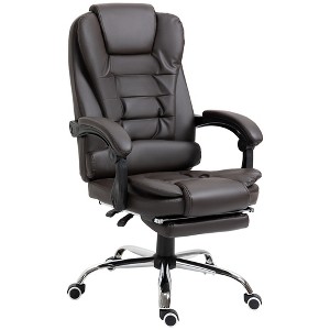 HOMCOM High Back Ergonomic Executive Office Chair PU Leather Computer Chair with Retractable Footrest Lumbar Support Headrest and Armrest - 1 of 4
