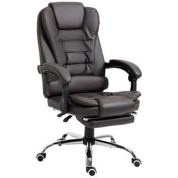 HOMCOM High-Back Executive Office Chair with Footrest, PU Leather Computer Chair with Reclining Function, Armrest, Coffee