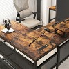 U-shaped Desk with Shelve and LED lights, Sit Stand Home Office Desk, Reversible L Shaped Home Office Desk with File Drawer-The Pop Home - 3 of 4