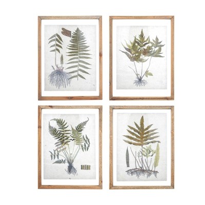 11.7" x 15.7" (Set of 4) Styles Botanical Print on Textured Material with Wood Frame Wall Art - 3R Studios