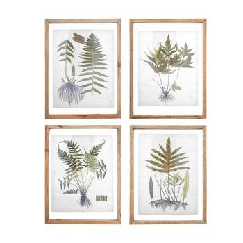 11.7" x 15.7" (Set of 4) Styles Botanical Print on Textured Material with Wood Frame Wall Art - Storied Home