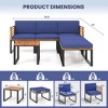 Costway 6pcs Patio Acacia Wood Conversation Sofa Seat Set Ottomans Table Outdoor Navy - image 4 of 4