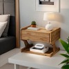 Hommoo Floating Wood Nightstand with Drawer & Open Shelf – Compact Wall-Mounted Bedside Table - 2 of 4