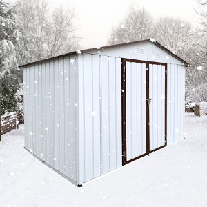 KWPZQEB Outdoor Storage Sheds, Metal Garden Tool Shed with Slooping Roof & Lockable Doors, Weather-Resistant Metal Tool Shed for Backyard, Poolside - 1 of 4