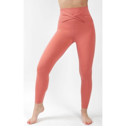Yogalicious - Women's Lux Super High Rise Ankle Leggings With Elastic Free  Criss Cross Waistband - Dusty Cedar - X Small : Target