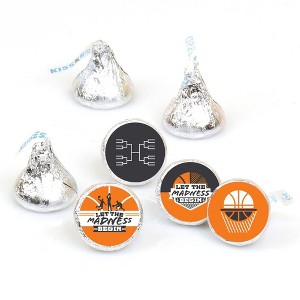 Big Dot of Happiness Basketball - Let the Madness Begin - College Basketball Round Candy Sticker Favors - Labels Fits Chocolate Candy (1 sheet of 108) - 1 of 4