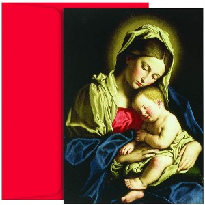 Masterpiece Studios Holiday Collection 16-Count Boxed Religious Christmas Cards with Envelopes, 7.8" x 5.6", Madonna & Child At Rest (75000) - 1 of 2