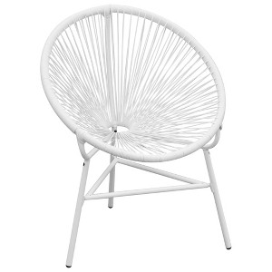 vidaXL Patio String Moon Chair Poly Rattan White - 1 of 4