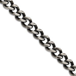 Black Bow Jewelry Men's 6.75mm Stainless Steel Polished & Antiqued Curb Chain Necklace - 1 of 4