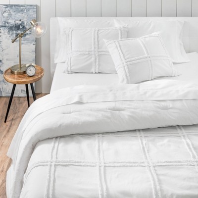 Full/Queen 3pc Skylar Chenille Comforter Set White - Martha Stewart