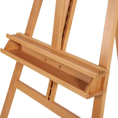 Adjustable Solid Beech Wood Studio Easel with Brush Holder