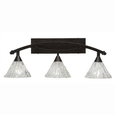 Toltec Lighting Bow 3 - Light Vanity in  Bronze with 7" Italian Ice Shade