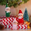 Joyfy 3PC Tiny Xmas Elf Dolls - 1 Red, 1 Green & 1 Pink Miniature Holiday Decor & Stocking Stuffers for All Ages - 2 of 4