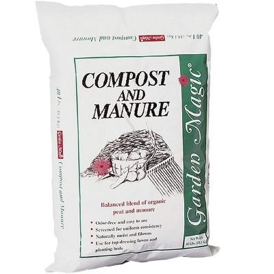 Michigan Peat 5240 Outdoor Lawn Garden Compost and Manure Blend for Fertilizin Soil Amendment in Planters, Raised Beds, and More, 40 Pound Bag