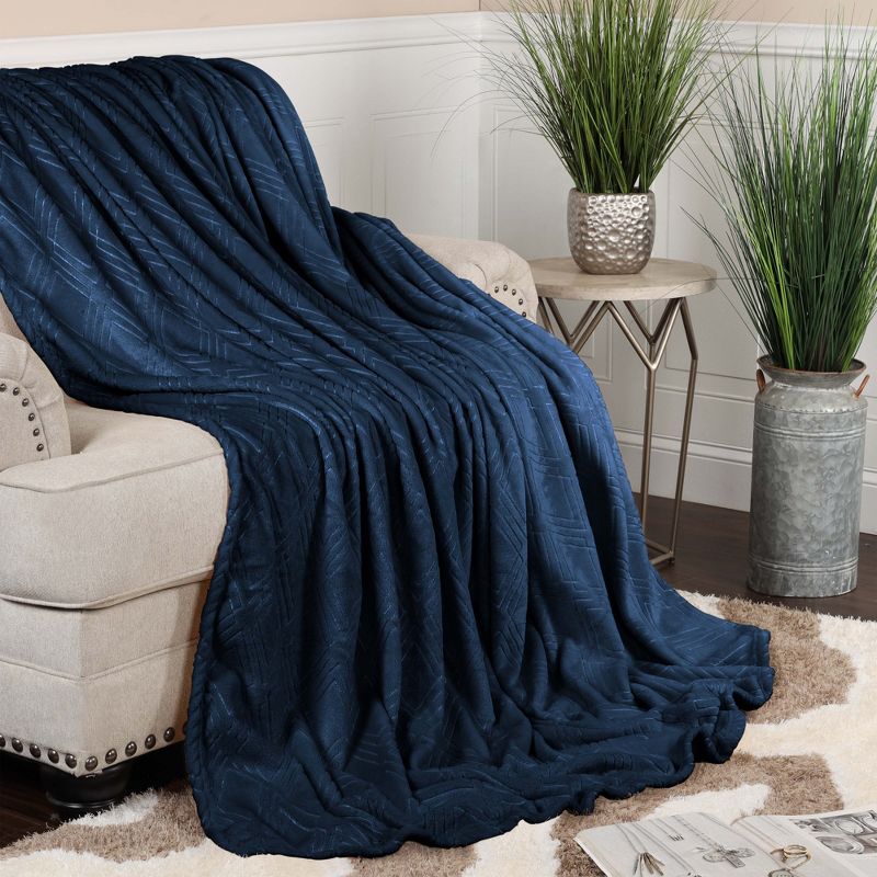 Alaska Diamond Flannel Embossed Fleece Plush Throw Blanket Medium Weight Fluffy Bedding by Blue Nile Mills, 5 of 7