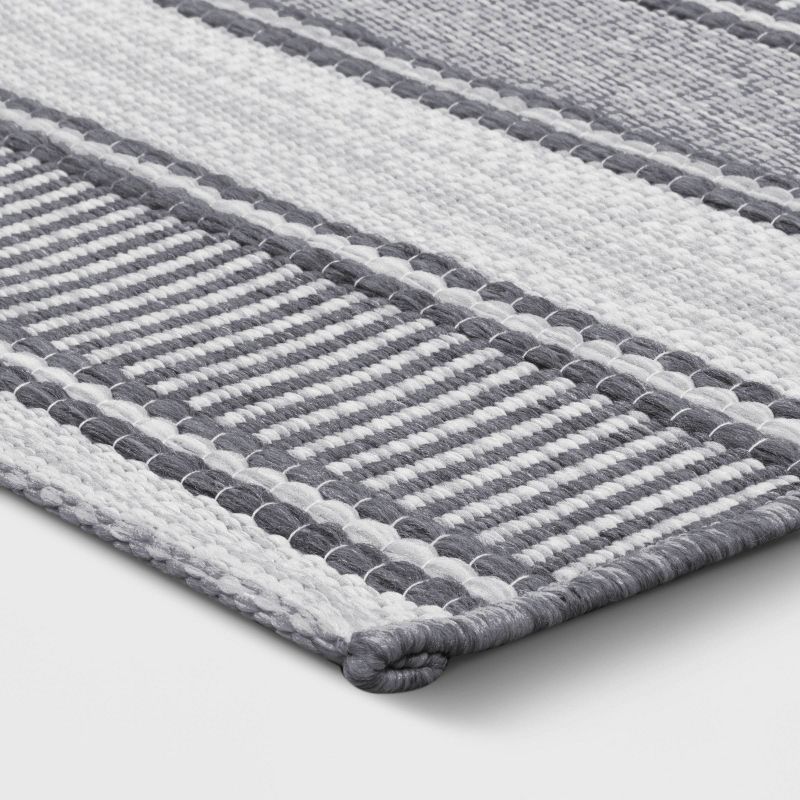 7&#39;x10&#39; Striped Rectangular Woven Outdoor Area Rug Charcoal Gray/Ivory - Threshold&#8482;, 4 of 6