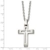 Black Bow Jewelry Mens Stainless Steel Brushed & Polished Voided Cross Necklace, 20 Inch - 4 of 4