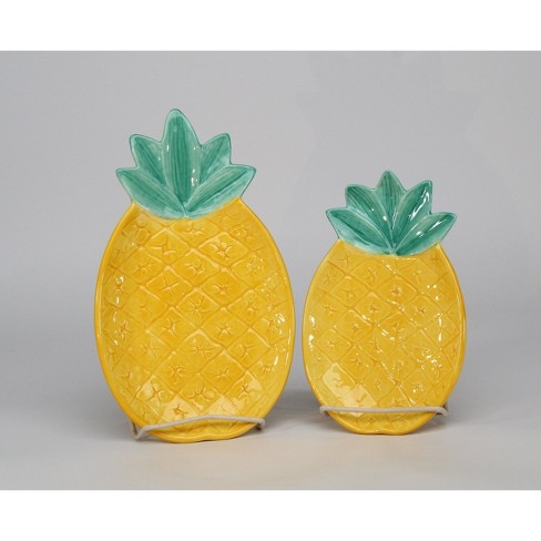 Kevins Gift Shoppe Hand Painted Ceramic Pineapple Plates - Set of 2 - image 1 of 4