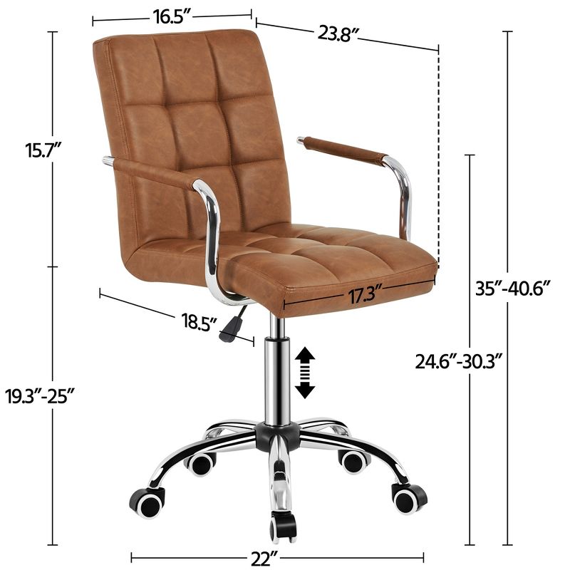 Yaheetech Modern Office Chair Height Adjustable Swivel Chair Mid Back PU Leather Chair, 5 of 11