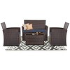 DOMETOUR 4 Piece Outdoor PE Wicker Furniture Set, Patio Brown Rattan Sectional Sofa Couch with Washable Cushions - 4 of 4