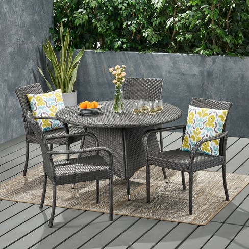 Grey rattan garden furniture with parasol hot sale