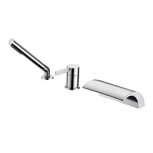 SUMERAIN High Flow Bathroom Bathtub Faucet with Waterfall Spout, Chrome Tub Filler with Hand Shower - 1 of 4