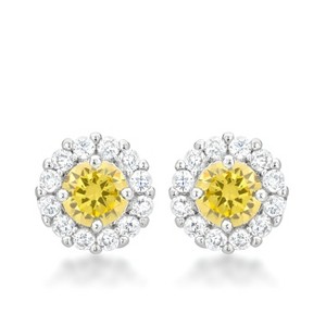 Slickblue Classic Rhodium Bridal Earrings, 2.52 Ct. CZ, 10mm, Butterfly Back, Women's Jewelry, 9 Color Options - 1 of 2