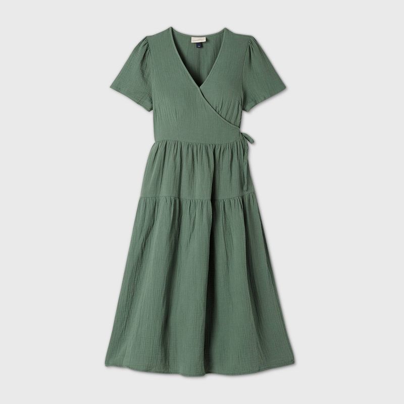 Women&#39;s Short Sleeve Wrap Dress - Universal Thread&#8482; Meadow Green S, 1 of 6