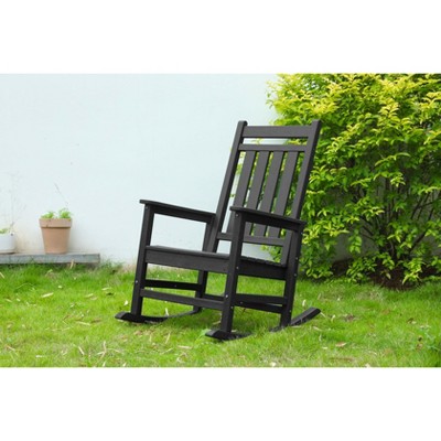 NicBex Oversized Rocking Chair with Wood-Texture, Patio Rocking Chair for Adults, All Weather Resistant Porch Rocker for Garden, Lawn