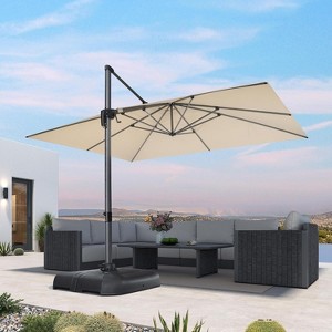 PURPLE LEAF 10' X 13' Patio Umbrella Outdoor Cantilever Rectangle Umbrella Aluminum Umbrella with 360-degree Rotation for Garden Pool Patio - 1 of 4