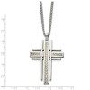 Black Bow Jewelry Stainless Steel Gray or Black Carbon Fiber LG Bar Cross Necklace, 24in - 2 of 4