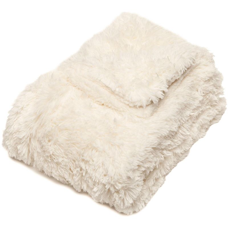 Chanasya Solid Faux Long Fur Fuzzy Throw Blanket, 3 of 8