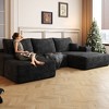 107" Cloud Sectional Sofa with 1 Ottoman,Modern Minimalist Upholstered Couches,Comfort U Shaped Sofa,Black (Plush Corduroy Fabric) - 3 of 4