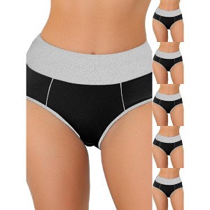 INSPIRE CHIC Women's High Waist Tummy Control Color-Block Available Briefs 6 Packs - 1 of 4