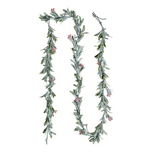 VEVOR Christmas Garland, 9-FT Realistic Greenery Decorated with Vines, Olive Leaves, and Berries, Evergreen Faux Garlands with Light String ,Green - 1 of 4