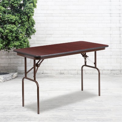 Mahogany Laminate Folding Banquet Table with Metal Frame