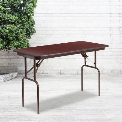 Flash Furniture 6-foot Mahogany Melamine Laminate Folding Banquet Table ...