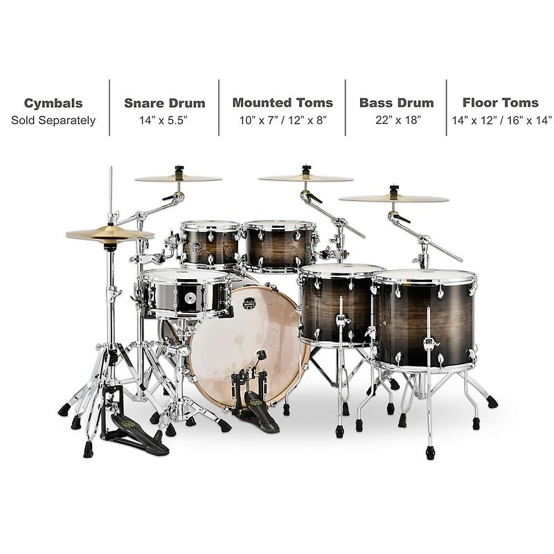 Mapex Armory Series Exotic Studioease Fast Shell Pack With 22" Bass Drum Black Dawn, 2 of 4