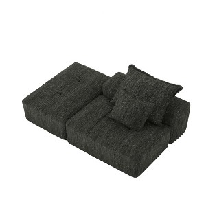 Yukimo 71" Modern Oversized Modular Sectional Sofa - Sparkling Chenille Fabric, Tufted Design, No Assembly Required - 1 of 4