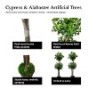 Cypress & Alabaster | Handmade 4' Artificial Bay Olive Topiary Tree In Home Basics Plastic Pot Made With Real Wood And Moss Accents - 4 of 4