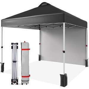 Foldable Canopy Wind Tunnel Tent,Portable Pop Up Patio Tent, Outdoor Tent 10 x 10 ft,Waterproof Windproof UV Proof, Stall Tent with Hand Bag, Black - 1 of 4